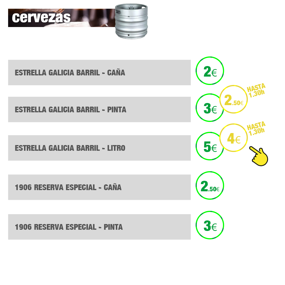 CARTA MOLOKO - CERVEZAS DE BARRIL EN MOLOKO LEON - ESTRELLA GALICIA
