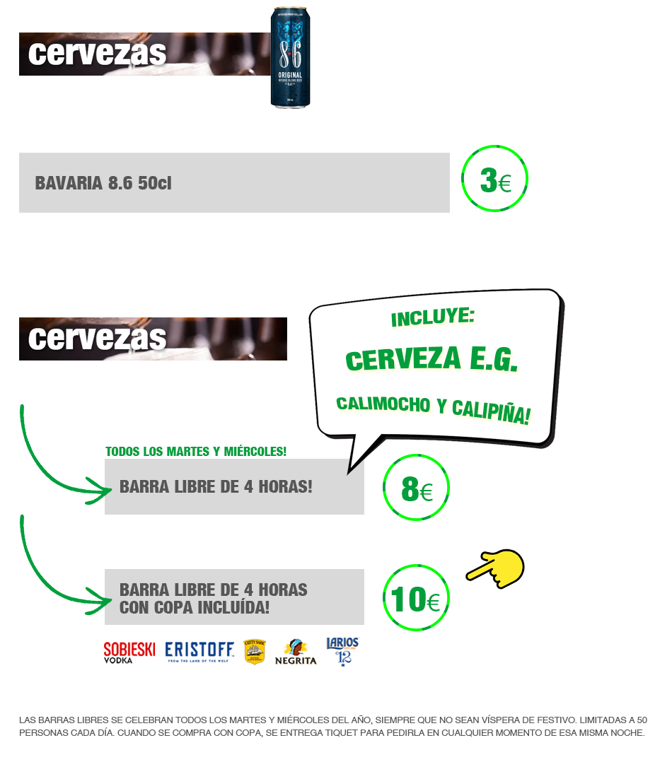 CARTA MOLOKO - CERVEZAS BAVARIA Y BARRA LIBRE EN MOLOKO LEON BARRIO HUMEDO
